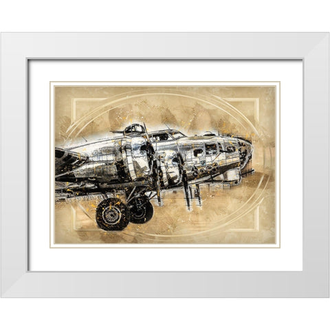 Vintage Fighter White Modern Wood Framed Art Print with Double Matting by Bolokofsky, Ronald