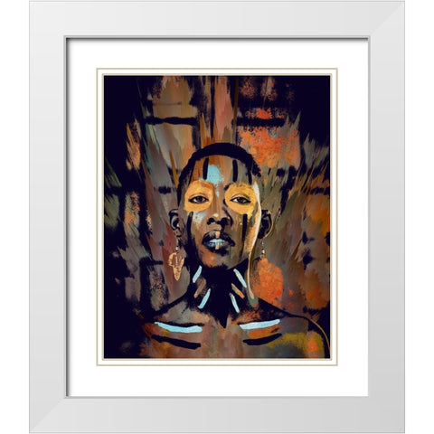 African Beauty I White Modern Wood Framed Art Print with Double Matting by Bolokofsky, Ronald