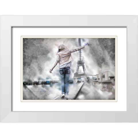 Balance In Paris II White Modern Wood Framed Art Print with Double Matting by Bolokofsky, Ronald