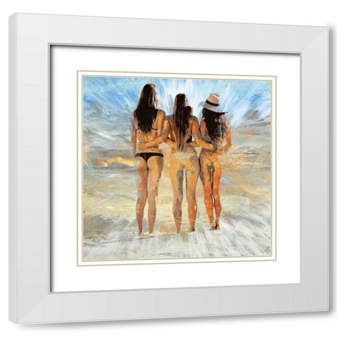 Beach Buddies II White Modern Wood Framed Art Print with Double Matting by Bolokofsky, Ronald