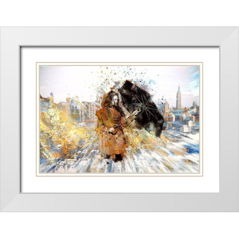 Black Umbrella White Modern Wood Framed Art Print with Double Matting by Bolokofsky, Ronald