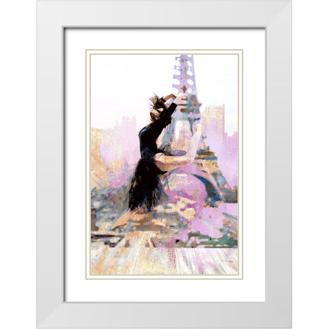 Eiffel Ballet II White Modern Wood Framed Art Print with Double Matting by Bolokofsky, Ronald