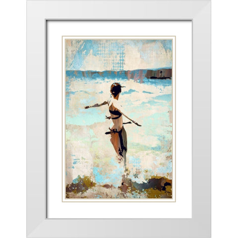 Escaping the Surf White Modern Wood Framed Art Print with Double Matting by Bolokofsky, Ronald