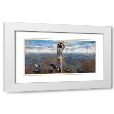 Stepping Stones  White Modern Wood Framed Art Print with Double Matting by Bolokofsky, Ronald