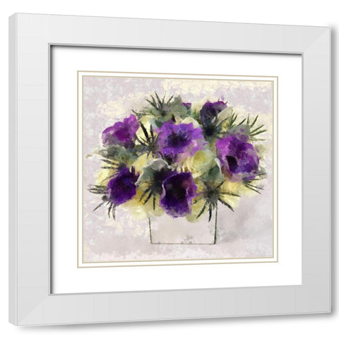 Violet Arrangement I White Modern Wood Framed Art Print with Double Matting by Bolokofsky, Ronald