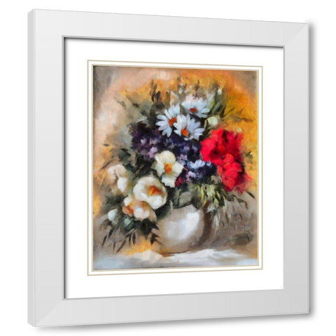 Mixed Bouquet I White Modern Wood Framed Art Print with Double Matting by Bolokofsky, Ronald