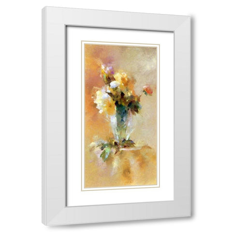 Pretty Roses In A Glass Vase White Modern Wood Framed Art Print with Double Matting by Bolokofsky, Ronald