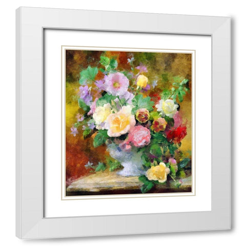 Fresh Garden Flowers White Modern Wood Framed Art Print with Double Matting by Bolokofsky, Ronald