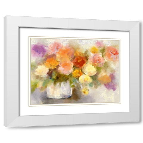 Colorful Bouquet II White Modern Wood Framed Art Print with Double Matting by Bolokofsky, Ronald