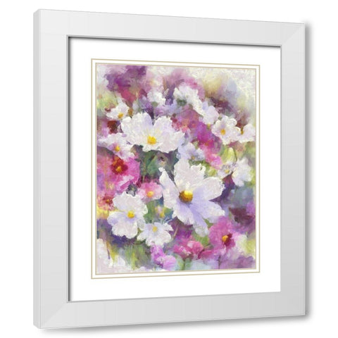 Garden Flowers I White Modern Wood Framed Art Print with Double Matting by Bolokofsky, Ronald