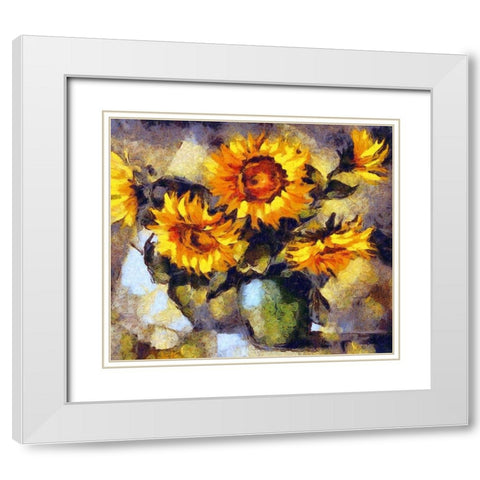 Sunflowers For Vincent White Modern Wood Framed Art Print with Double Matting by Bolokofsky, Ronald