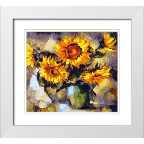 Sunflowers For Vincent White Modern Wood Framed Art Print with Double Matting by Bolokofsky, Ronald