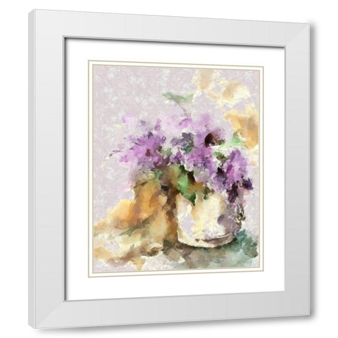 Violet Bouquet I White Modern Wood Framed Art Print with Double Matting by Bolokofsky, Ronald