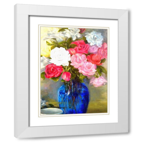 Mixed Roses White Modern Wood Framed Art Print with Double Matting by Bolokofsky, Ronald