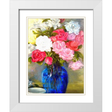 Mixed Roses White Modern Wood Framed Art Print with Double Matting by Bolokofsky, Ronald
