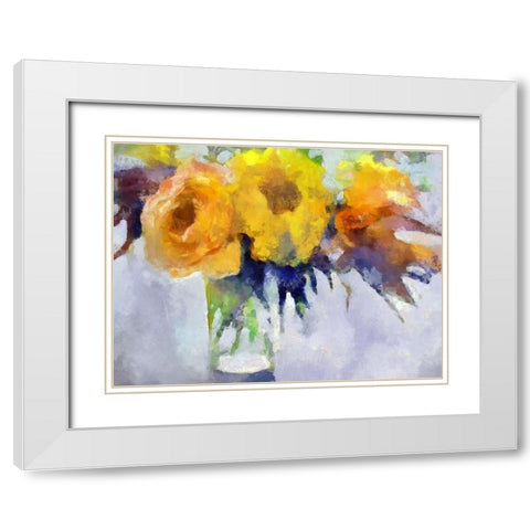 Yellow Flowers White Modern Wood Framed Art Print with Double Matting by Bolokofsky, Ronald