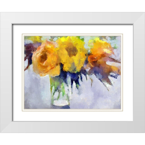 Yellow Flowers White Modern Wood Framed Art Print with Double Matting by Bolokofsky, Ronald