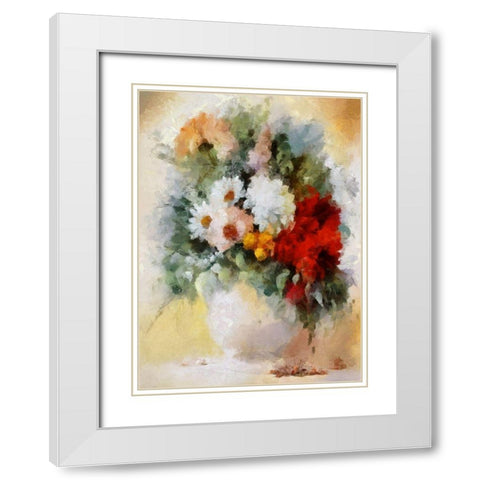 Handsome Bouquet I White Modern Wood Framed Art Print with Double Matting by Bolokofsky, Ronald
