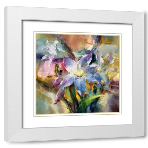 Clematis Garden White Modern Wood Framed Art Print with Double Matting by Bolokofsky, Ronald