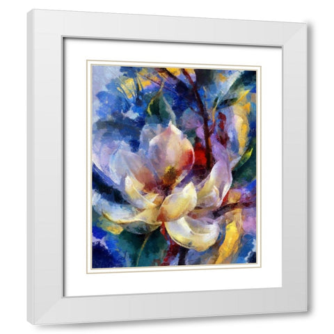 Magnolia Garden II White Modern Wood Framed Art Print with Double Matting by Bolokofsky, Ronald