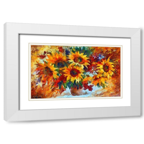 Sunny Sunflowers White Modern Wood Framed Art Print with Double Matting by Bolokofsky, Ronald
