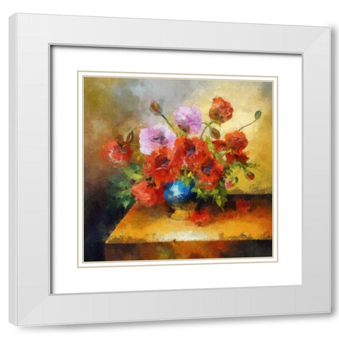Classic Bouquet I White Modern Wood Framed Art Print with Double Matting by Bolokofsky, Ronald