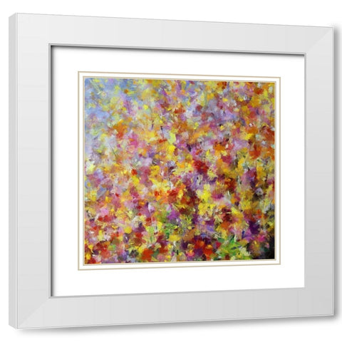 Dancing Garden II White Modern Wood Framed Art Print with Double Matting by Bolokofsky, Ronald