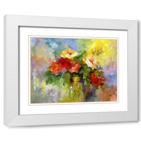 Jug of Flowers I White Modern Wood Framed Art Print with Double Matting by Bolokofsky, Ronald