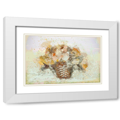 Basket of Flowers I White Modern Wood Framed Art Print with Double Matting by Bolokofsky, Ronald