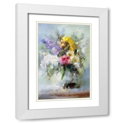 Handsome Bouquet II White Modern Wood Framed Art Print with Double Matting by Bolokofsky, Ronald