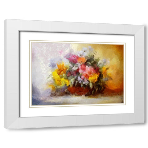 Basket of Flowers III White Modern Wood Framed Art Print with Double Matting by Bolokofsky, Ronald