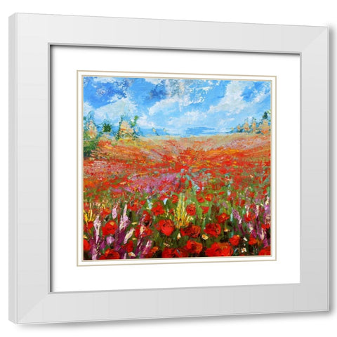 Flower Garden III White Modern Wood Framed Art Print with Double Matting by Bolokofsky, Ronald