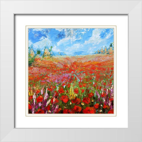 Flower Garden III White Modern Wood Framed Art Print with Double Matting by Bolokofsky, Ronald