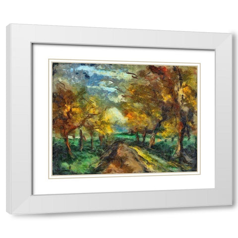 Tree Lined Road White Modern Wood Framed Art Print with Double Matting by Bolokofsky, Ronald