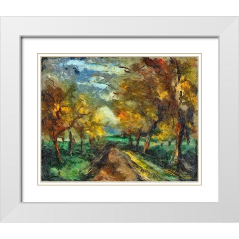 Tree Lined Road White Modern Wood Framed Art Print with Double Matting by Bolokofsky, Ronald