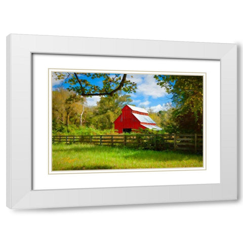 Red Barn White Modern Wood Framed Art Print with Double Matting by Bolokofsky, Ronald