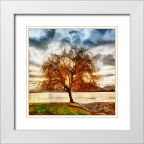 Autumn On the Lake  White Modern Wood Framed Art Print with Double Matting by Bolokofsky, Ronald