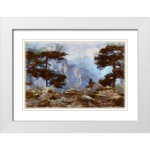 Mountain Top View. White Modern Wood Framed Art Print with Double Matting by Bolokofsky, Ronald