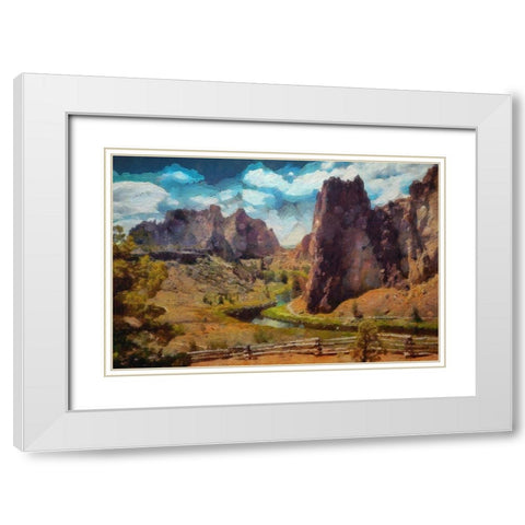 Smith Rock Oregon White Modern Wood Framed Art Print with Double Matting by Bolokofsky, Ronald