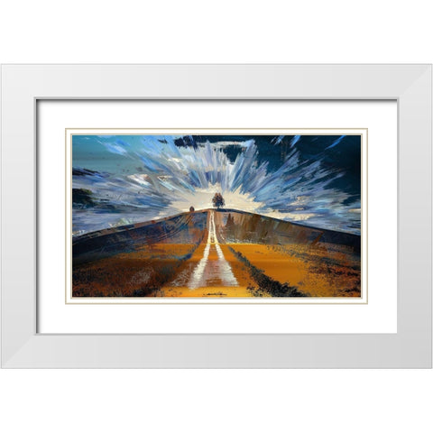 Tree On A Hill White Modern Wood Framed Art Print with Double Matting by Bolokofsky, Ronald