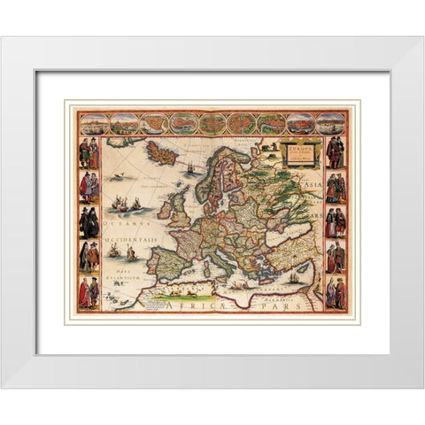 Blaeuw Europa Atlas  White Modern Wood Framed Art Print with Double Matting by Blaeuw