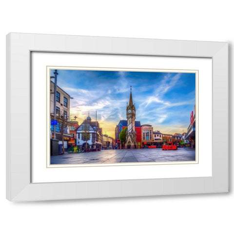 Clock Tower White Modern Wood Framed Art Print with Double Matting by Bolokofsky, Ronald
