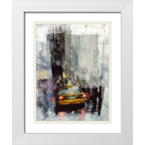 Hailing A Taxi II White Modern Wood Framed Art Print with Double Matting by Bolokofsky, Ronald