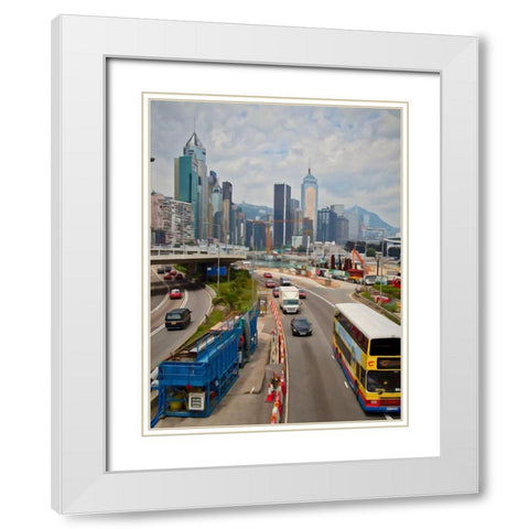 Hong Kong Traffic II White Modern Wood Framed Art Print with Double Matting by Bolokofsky, Ronald