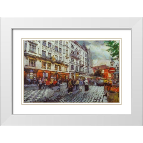 Prague On the Go I White Modern Wood Framed Art Print with Double Matting by Bolokofsky, Ronald