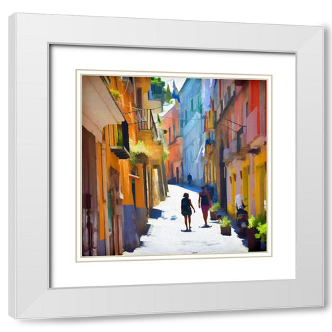 Steep Narrow Street White Modern Wood Framed Art Print with Double Matting by Bolokofsky, Ronald