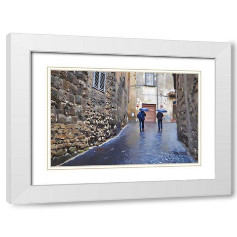Rainy streets of Orvieto White Modern Wood Framed Art Print with Double Matting by Bolokofsky, Ronald