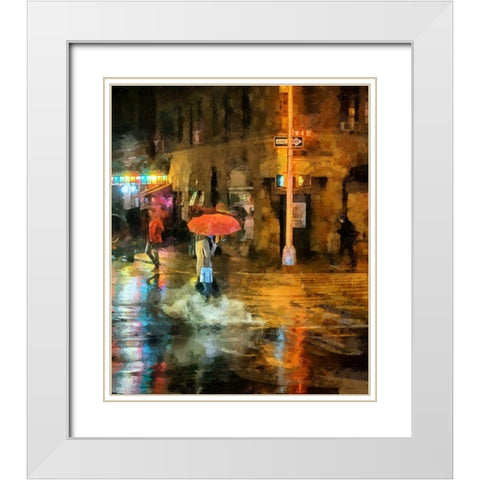 Red Umbrella White Modern Wood Framed Art Print with Double Matting by Bolokofsky, Ronald