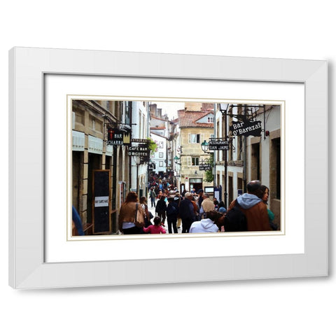 Restaurant Row White Modern Wood Framed Art Print with Double Matting by Bolokofsky, Ronald