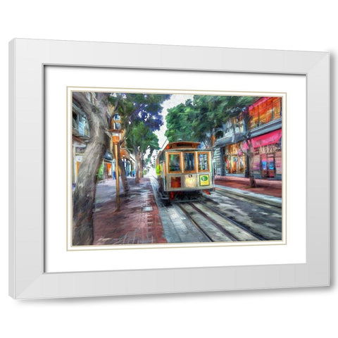SF Cable Car White Modern Wood Framed Art Print with Double Matting by Bolokofsky, Ronald